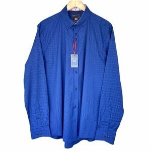 Guide London Blue Print Premium Button Shirt XL